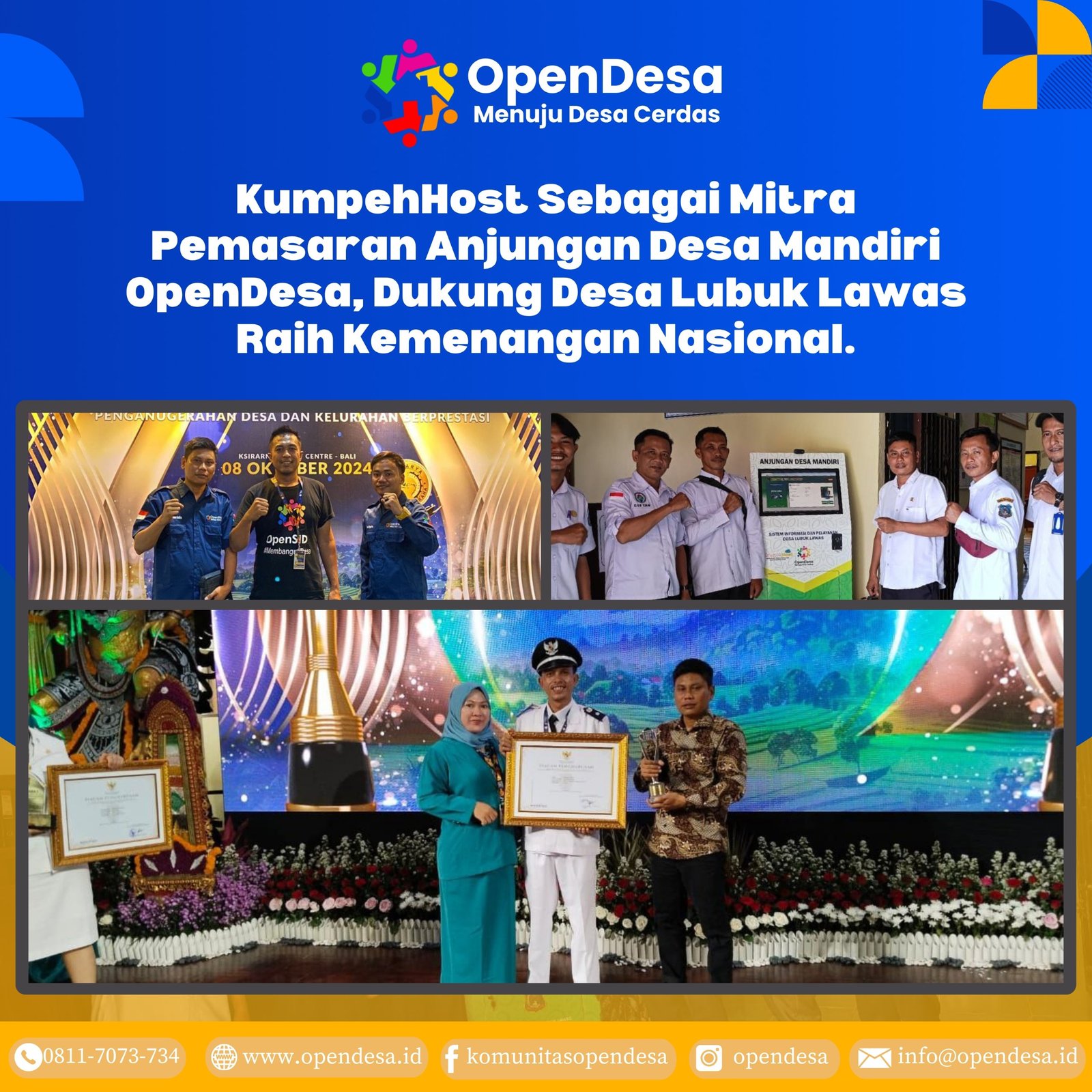 KumpehHost Berhasil Menjadi Mitra OpenSID dan menjadi Perwakilan Pemasaran Anjungan Desa Mandiri OpenDesa, Mengantar Desa Lubuk Lawas Menuju Kemenangan Nasional
