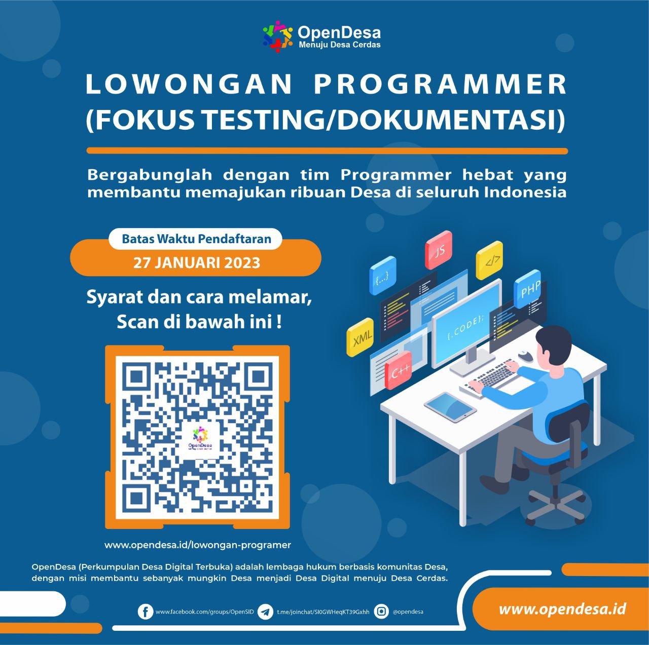 Lowongan : Programmer (Fokus Testing dan Dokumentasi) OpenDesa
