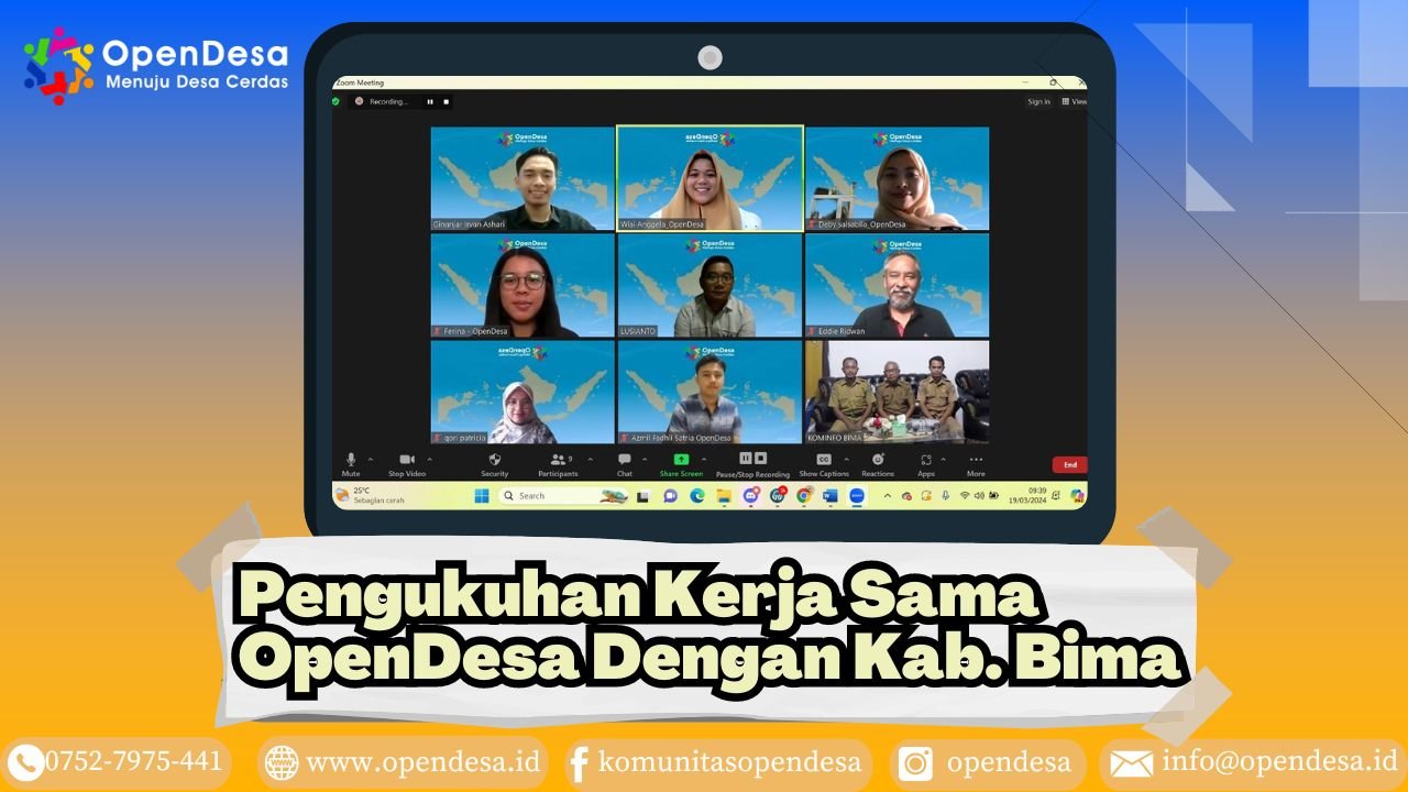 Penandatanganan Kerja Sama OpenDesa dengan Diskominfotik Kabupaten Bima. Mewujudkan data desa terintegrasi melalui Satu Data Kabupaten