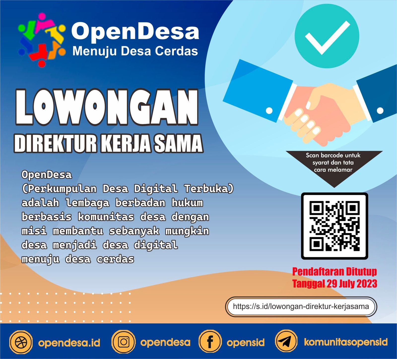 Lowongan: Direktur Kerja Sama OpenDesa
